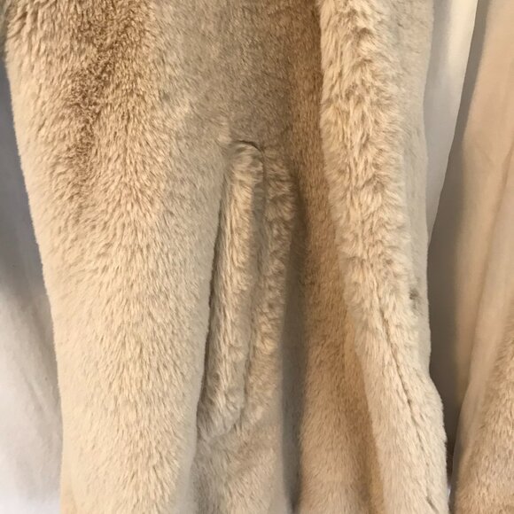Zara faux fur shearling jacket hood beige women M capsule wardrobe quiet luxury - Picture 6 of 8